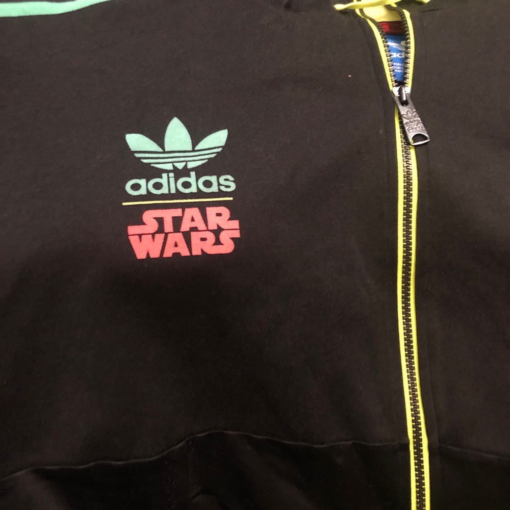 Adidas Boba Fett Star Wars Black Zip up Hoodie with Neon Accents - Picture 6 of 10
